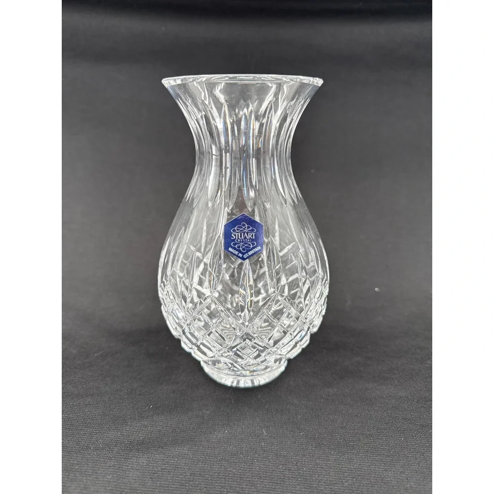 Stuart Shaftesbury Crystal Vase‎ Elegant Cut Glass British Made